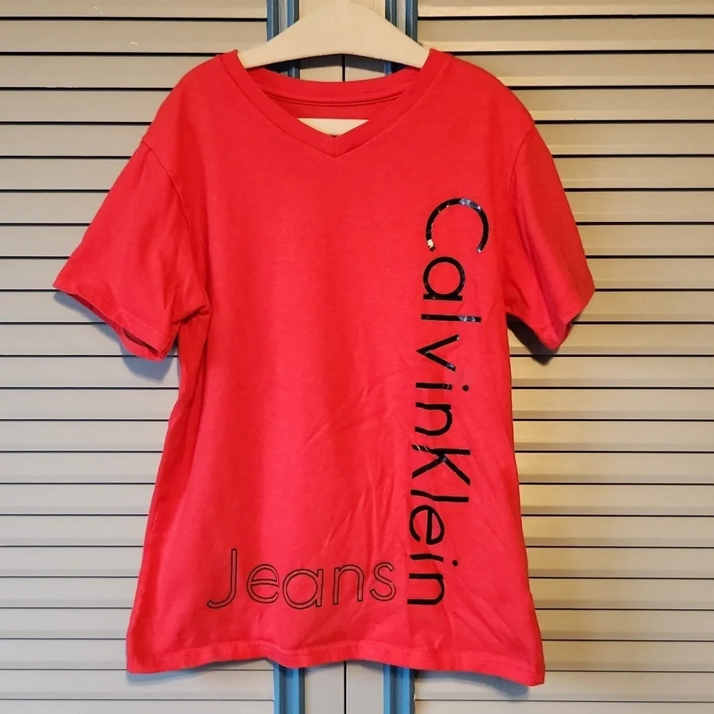 Calvin Klein Red Tee Shirt - Picture 2 of 11